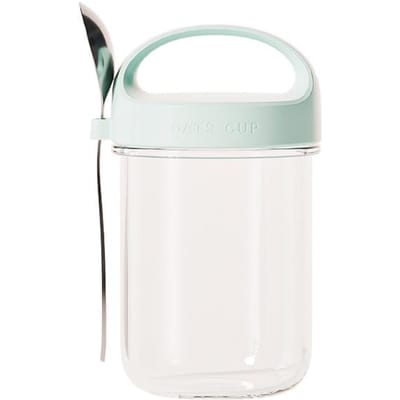 430ML Nieuwe Ontbijtbekers Havermout Granen Noten Yoghurt Saladebeker Lekvrij Glas Havermoutcontainer met Deksel Lepel Voedselopbergdoos white