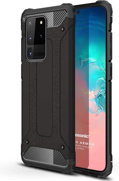Schokbestendig Heavy Duty Hoesje Geschikt voor: Samsung Galaxy S20 Shock Proof Hybride - Back Cover - Dual Layer Armor Case - Extra Stevig - Zwart