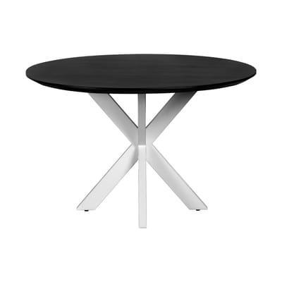 QUVIO Eettafel Sofia - Rond - ø120 cm - Witte kruispoot - FSC® gecertificeerd mangohout - Zwart