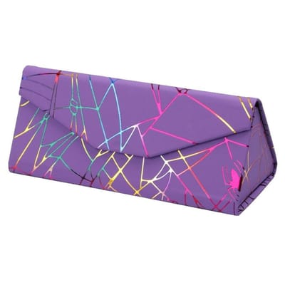 Fako Bijoux® - Brillenkoker - Opvouwbaar - Driehoek - 16x7x6.5cm - Spider - Paars