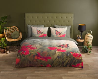 Good Morning dekbedovertrek bloemen en vlinders - 1 persoons 140x200/220 cm - Multi - 100% Katoen renforce
