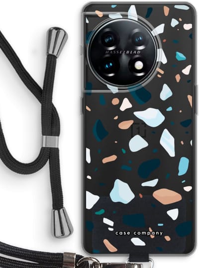 Case Company® - Hoesje met koord geschikt voor OnePlus 11 hoesje met Koord - Terrazzo N°13 - Telefoonhoesje met Zwart Koord - Bescherming aan alle Kanten en Over de Schermrand
