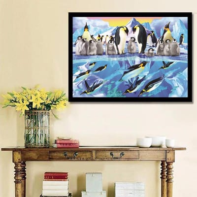 Diamantborduurpinguïnfamilie Kristal Volle Ronde Boor Diamantschilderij Sticker Decor Schilderijen 20X30CM gray