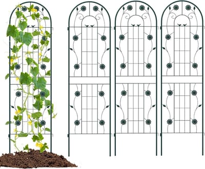 KOMFOTTEU 4-delig rankrooster van metaal, klimhulp, 180 cm hoog, inkijkbescherming tuin, rozenspalier, ranknet, rankhulp voor klimplanten, groen (180 x 50 cm, groen, 4 stuks)