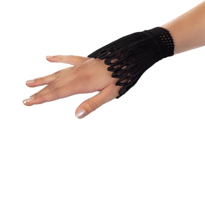 KIMU® Manchetten Zwart Katoen Plissé Piet Pietenpak - Zwarte Manchet Mouwen Pols Kant Blouse Mouwtjes Vintage Gothic Festival