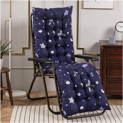 Ligstoel Kussen - Tuin Stoel Pad - Buiten Ontspannen - Extra Dik Vulling - 48x155cm - Blauw