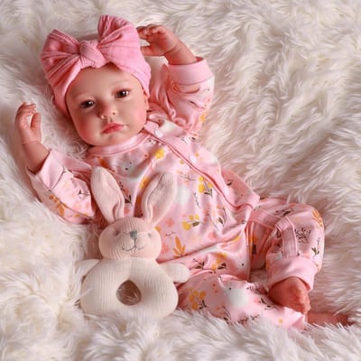 Reborn Baby Meisje - Levensnood Pop Knuffelpop - Spelen en Knuffelen - Zacht Stoffen Lichaam - 50 cm - Roze