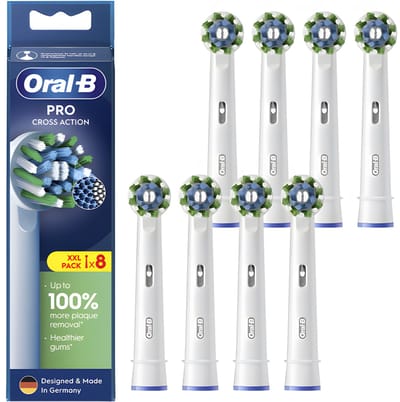 Oral-B Cross Action Clean – opzetborstels – wit – 8 stuks – origineel