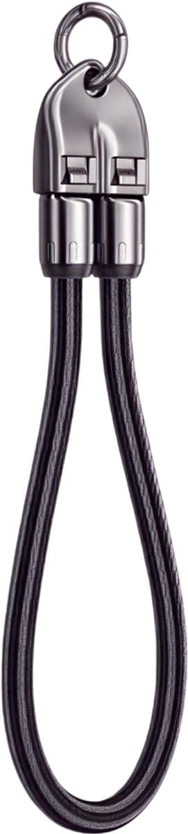 240W Telefoon Oplaadkabel met draagkoord - Zwart - Maat 0.3 M - 2-in-1 USB-C naar USB-C kabel - Supersnel opladen - Datakabel met zinklegering connector - Draagbare snellaadkabel met draagkoord