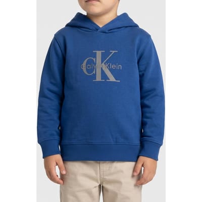 Calvin Klein Boys Light Monologo Hoodie Admiral Blue Taglia: 6 | Abbigliamento Sportivo Outlet | kids | Blu