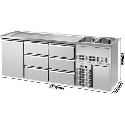 GGM Gastro Biertheke Premium PLUS - 2500x700mm - 1 Tür & 6 Schubladen