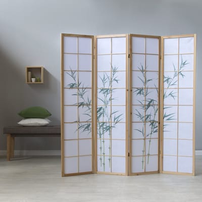 Homestyle4u Kamerscherm - 176x175 cm - bruin - 4-delig - Bamboe patroon