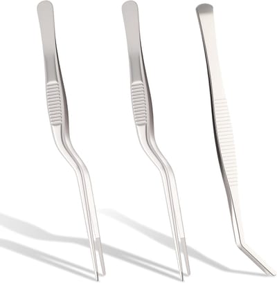 Set van 3 RVS Pincetten 16 cm - Rechte en Gebogen Pincetten voor Elektronica, Reparatie en Sieradenmaken