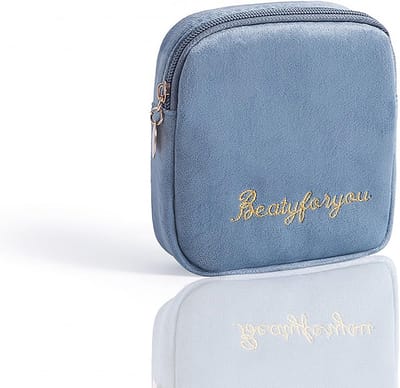 Menstruatie Tasje - Maandverband Pouch - Hygiëne Onderweg - Zacht Corduroy Materiaal - 18.3 x 18.2 cm - Met Print