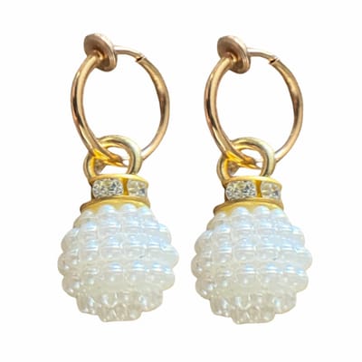 Klem oorbellen- Synthetische Parel- Strass- Goudkleurig- geen gaatje- Charme Bijoux