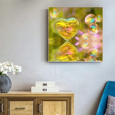 Diamond Mozaïek Hart Diamond Schilderen Volledige Ronde Landschap Diamant Borduren Steentjes Foto 30x30CM yellow