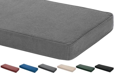 Bankkussen Corduroy - Zitkussen Bank - Comfortabel Zitten - Geheugenschuim Vulling - 150x50cm - Grijs