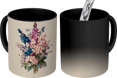 Magische Mok - Foto op Warmte Mokken - Koffiemok - Boeket - Beige - Harmonieus - Subtiel - Magic Mok - Beker - 350 ML - Theemok