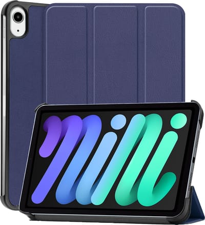 Hoesje - Geschikt voor Apple iPad Mini 7 (2024) - 8.3 inch - 7e Generatie - Dun & Stevig - Hardcover Book Case - Trifold Bookcase Hoes - Hard Cover - Tablethoes - Donkerblauw