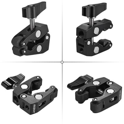 Andoer Kreeftenklem Clip Super Klem met 1/4 inch & 3/8 Inch Schroefgat zwart