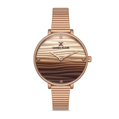 Daniel Klein DK.1.12899-6 - Horloge - Analoog - Dames - Vrouwen - Milanese band - Rond - Rosékleurig - Bruin