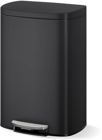 RVS keuken prullenbak 13 gallon / 50L - pedaalemmer met soft-close deksel, roestvrij en duurzaam - Zwart