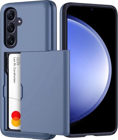 Hoesje Geschikt voor Samsung Galaxy S23 FE Hoesje Navy - shockproof Backcover met pasjeshouder - Ruimte voor 2 pasjes