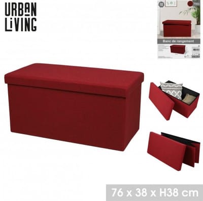 KUBE “FABRIC” OPVOUWBARE OPBERGBANK BORDEAUXROOD 76X37,5XH37,5CM
