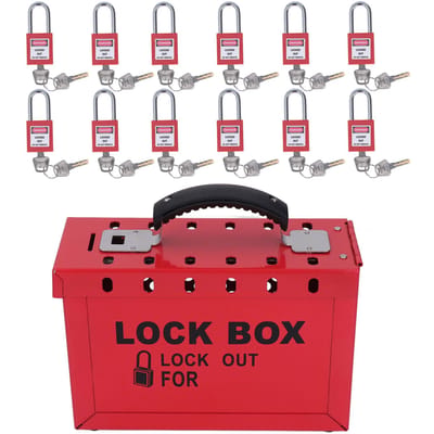 Lockout Box Hangslot Set Draagbare Veiligheidsgroep Lockout Box met 12 Stuks 38mm Hangsloten 24 Stuks Sleutels