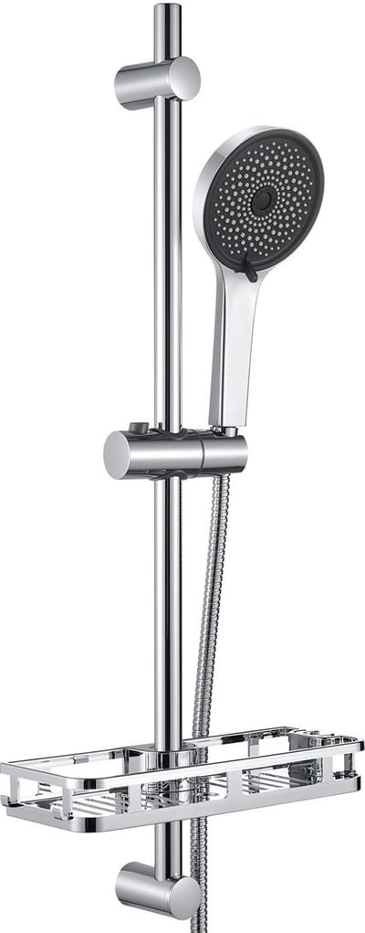 Auramlum Max Doucheset - RVS - 70 cm - Handdouche met 5 standen - Verstelbare schuifhoogte - Plankje voor montage zonder boren - Chroom
