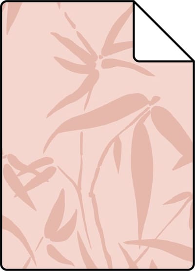 Proefstaal ESTAhome behang bamboe bladeren terracotta roze - 26.5 x 21 cm - 139734-S