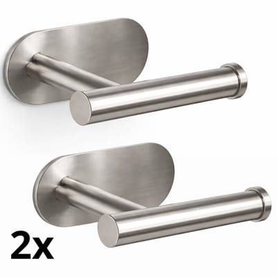 WC rolhouder zelfklevend - 2 Stuks - Toiletrolhouder - WC Papier Houder - Zilverkleurig - RVS