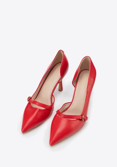 Wittchen Dames rode leren pumps met bandje