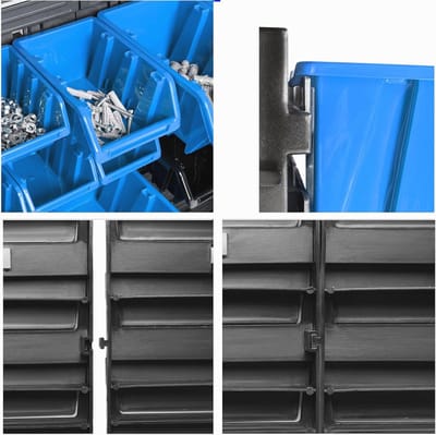 Wandmontage systeem 1152 x 390 mm | 40 stuks | Boxen | Stapelboxen | Schudkast | Opslag dozen | Extra sterke wandplaten | Uitbreidbaar | Werkplaatsrek | opbergrek | werkplaatswandrek | steekrek