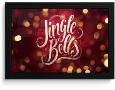 Poster in lijst - Fotolijst 30x20 cm - Posters - Jingle - Bells - Kerst - Rood - Posterlijst zwart - Decoratie - Wanddecoratie woonkamer - Muurdecoratie slaapkamer - Kerstversiering - Kerstdecoratie voor binnen - Kerstmis