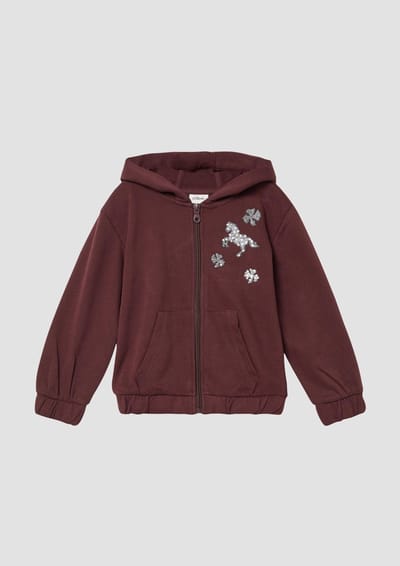 Zipper Hoodie met Elastische Rand, Borduursels en Sequins Meisje s.Oliver