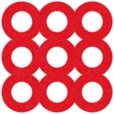 Ring vilt onderzetters - Rood - 6 stuks - 10 x 10 cm - Tafeldecoratie - Glas onderzetter - Cadeau - Woondecoratie - Woonkamer - Tafelbescherming - Onderzetters Voor Glazen - Keukenbenodigdheden - Woonaccessoires - Tafelaccessoires