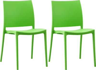 CLP Meton Set van 2 Tuinstoelen - Stapelbaar - Onderhoudsvriendelijk - Weerbestendig - groen