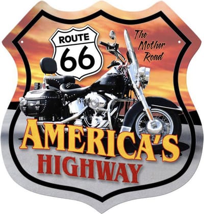 Route 66 America's Highway Motorcycle Zwaar Metalen Bord