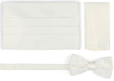 Suitable Cumberband Strik Pochet Set Off White - Onze Size - Verstelbaar - Heren - Geschikt voor gala smoking - Cadeauset 3-delig