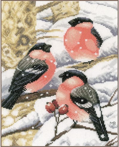 borduurpakket PN0169675 marjolein bastin, vinken in sneeuw