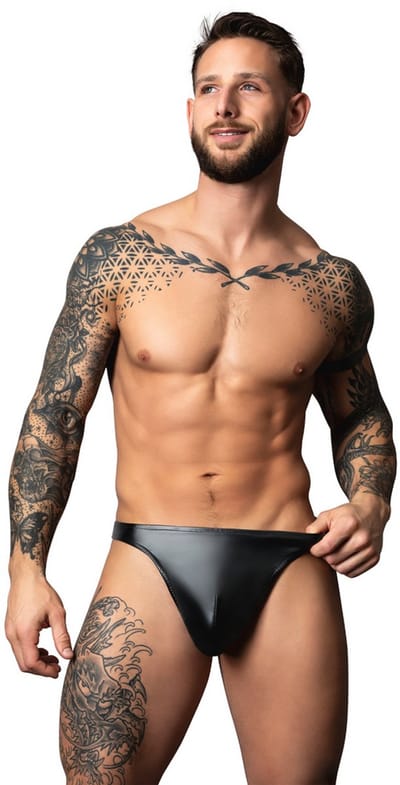 Male Power Sexy Wetlook Bong Thong - Zwart - Maat S/M