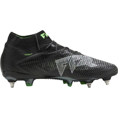 Puma Future 8 Ultimate voetbalschoenen voor heren met gebreide kraag, geschikt voor zachte ondergrond (Zwart, Groen)