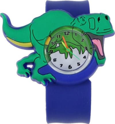 Fako® - Kinderhorloge - Slap On Mini - Dinosaurus - Blauw/Groen