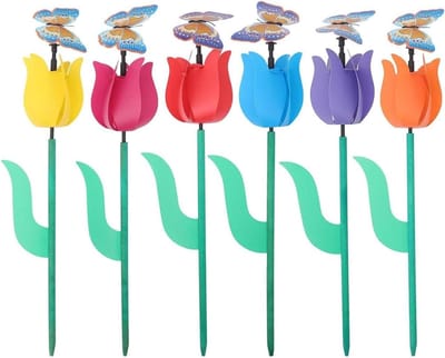 Tuin Windmolens - Bloemen Pinwheels - Tuin Decoratie - Weerbestendige Constructie - 6 Stuks - Kleurrijk