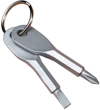 Fako Bijoux - Schroevendraaier Sleutelhanger - Platkop en Kruiskop - Gereedschap - Staal - Zilver/Grijs