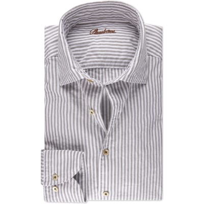 Stenströms Fitted Body/72, Rc Cuff, Sport Brown Stripe Maat: 3XL | Zakelijke Overhemden Outlet | Heren | Bruin