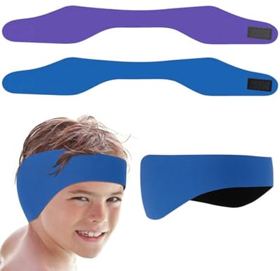 Neopreen zwemhoofdband voor kinderen - 2 stukjes - Hoofdband met oorbescherming en klittenbandsluiting