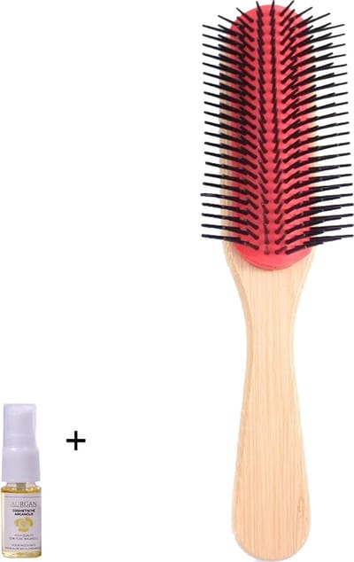 Aurgan Bamboo 9 Row Styling Kam - cherry - inclusief 10ml arganolie