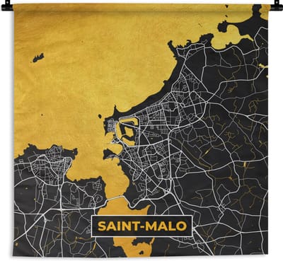 Wandkleed - Wanddoek - Plattegrond – Saint-Malo – Stadskaart – Kaart – Frankrijk - 180x180 cm - Wandtapijt